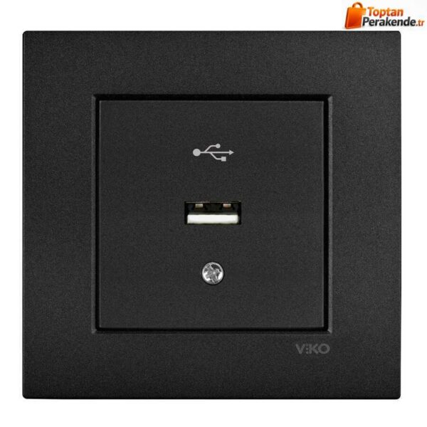 Viko Artline Novella/Trenda Siyah Usb Konnektör Kapak Mekanizma ve Çerçeve Hariç